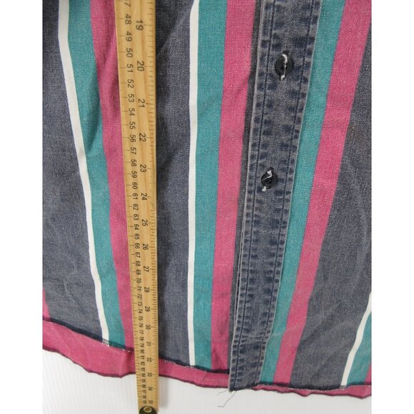 VINTAGE Wrangler Brushpopper Shirt XL Pink Western Striped Cowboy * - Picture 5 of 13